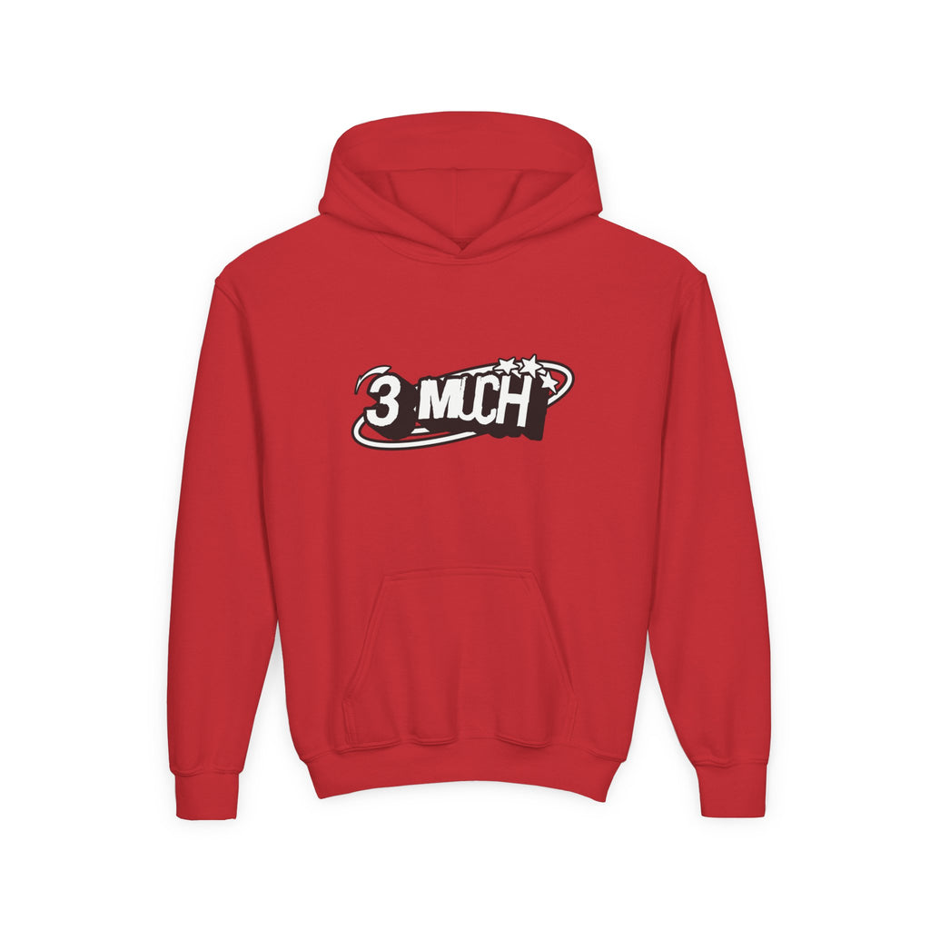 Youth Hoodie — Retro '3 MUCH'Style Graphic Pullover