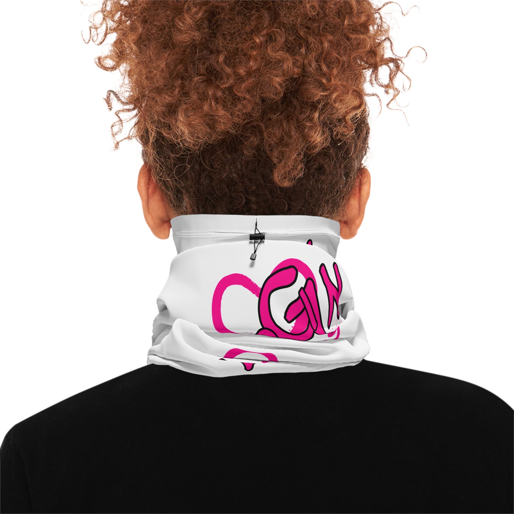 Pink Heart 'Login' Graphic Neck Gaiter — Winter Face Mask with Drawstring