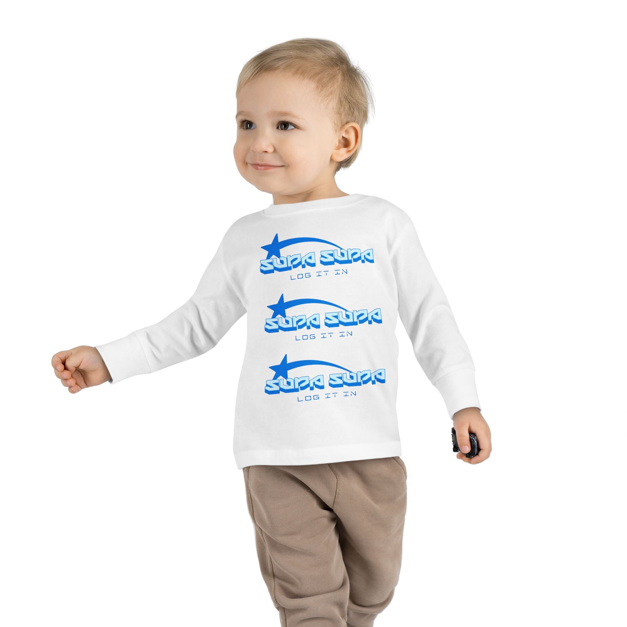 Toddler Long Sleeve Tee — Blue Shooting Star "Super Star" Graphic
