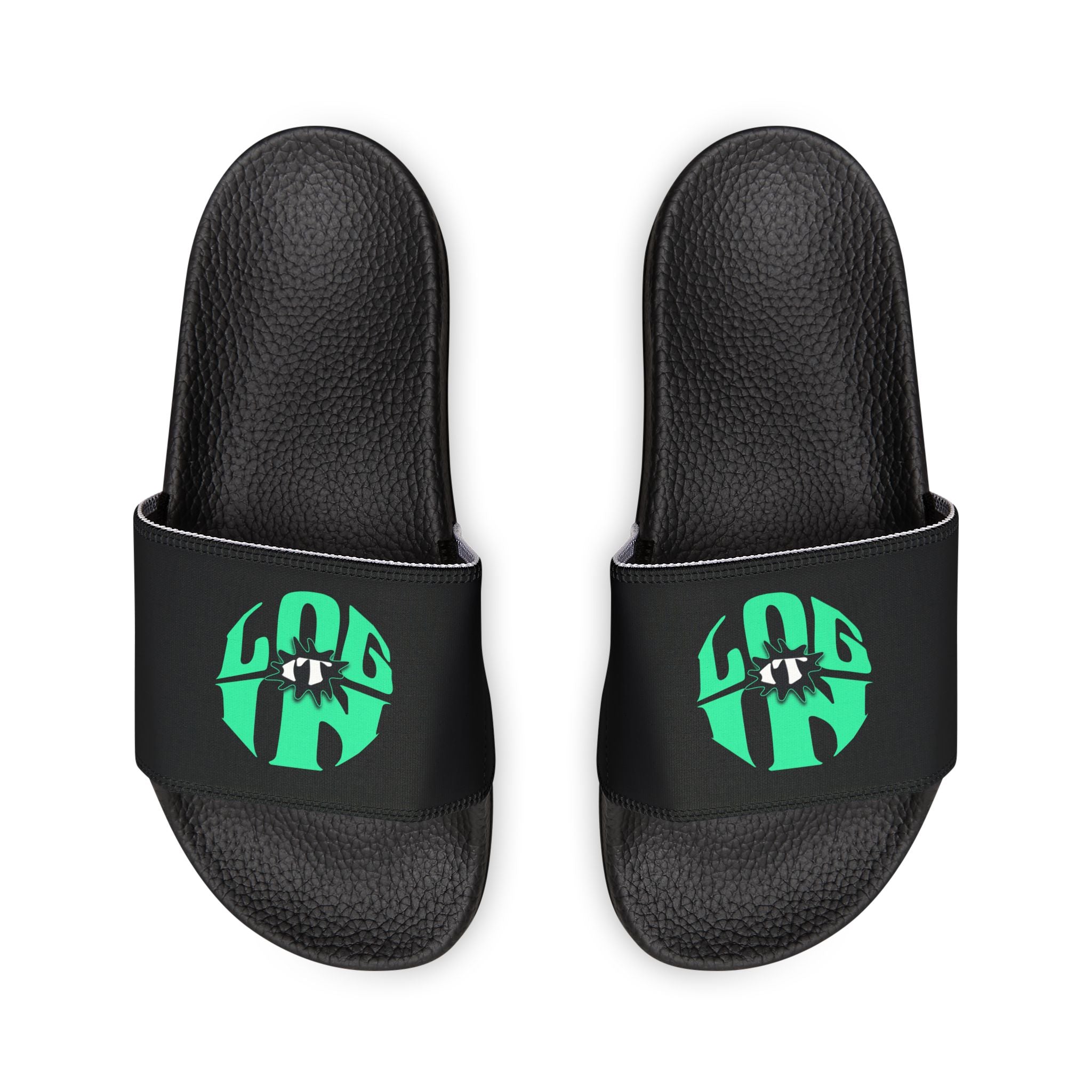Men's Slide Sandals with Removable Strap — Custom Green Log it in Slides