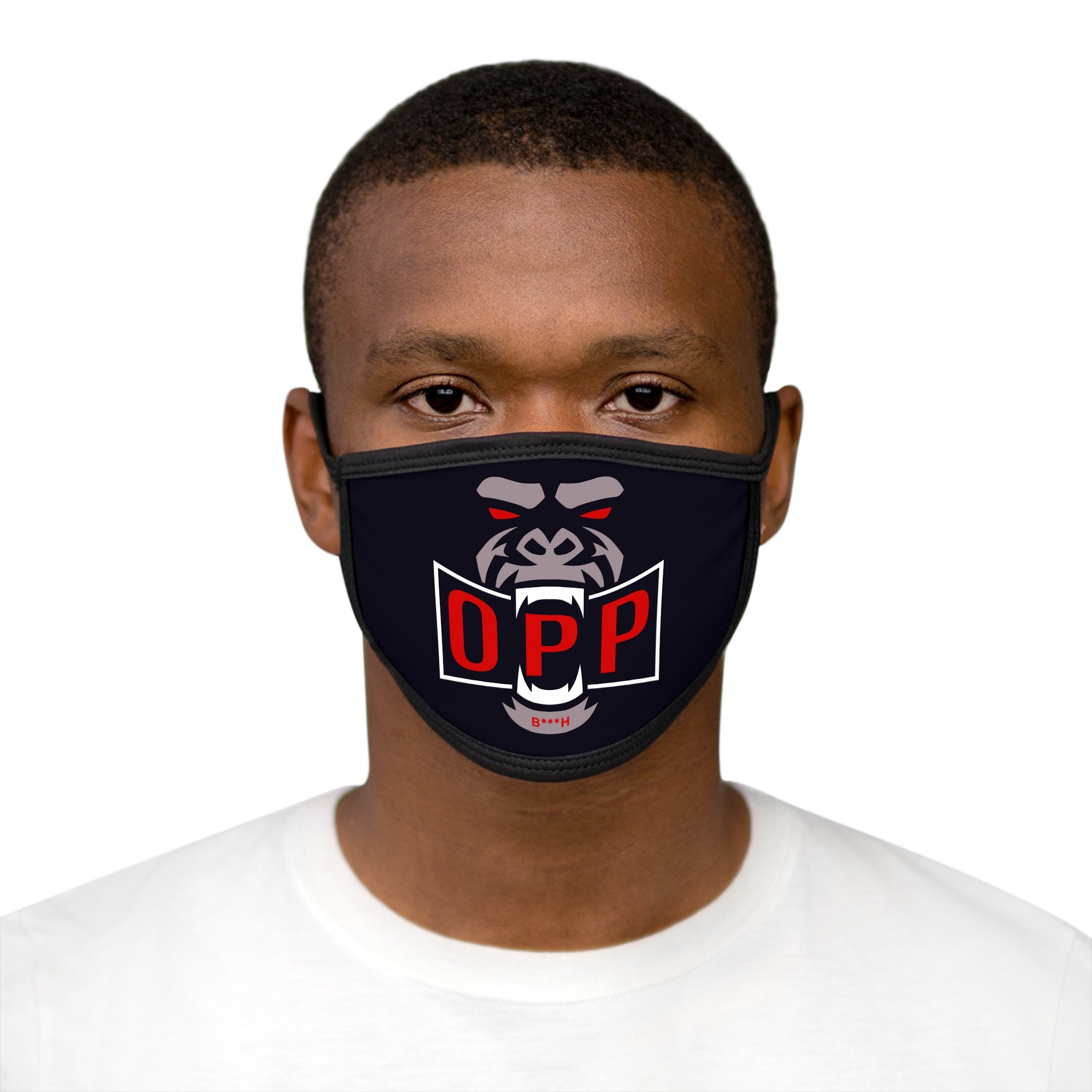 OPP Gorilla Face Mask — Bold Black Protective Mask with Red Logo