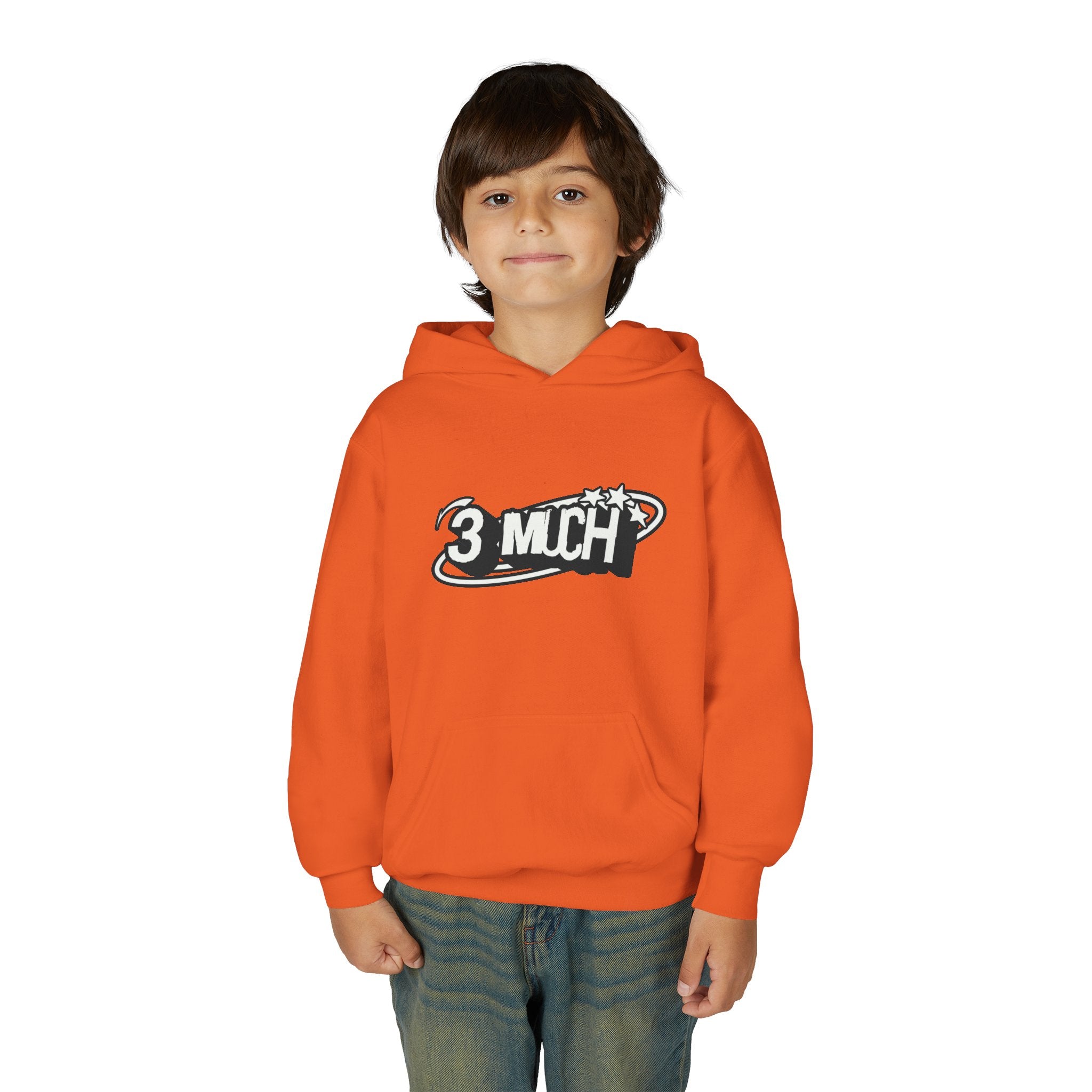 Youth Hoodie — Retro '3 MUCH'Style Graphic Pullover
