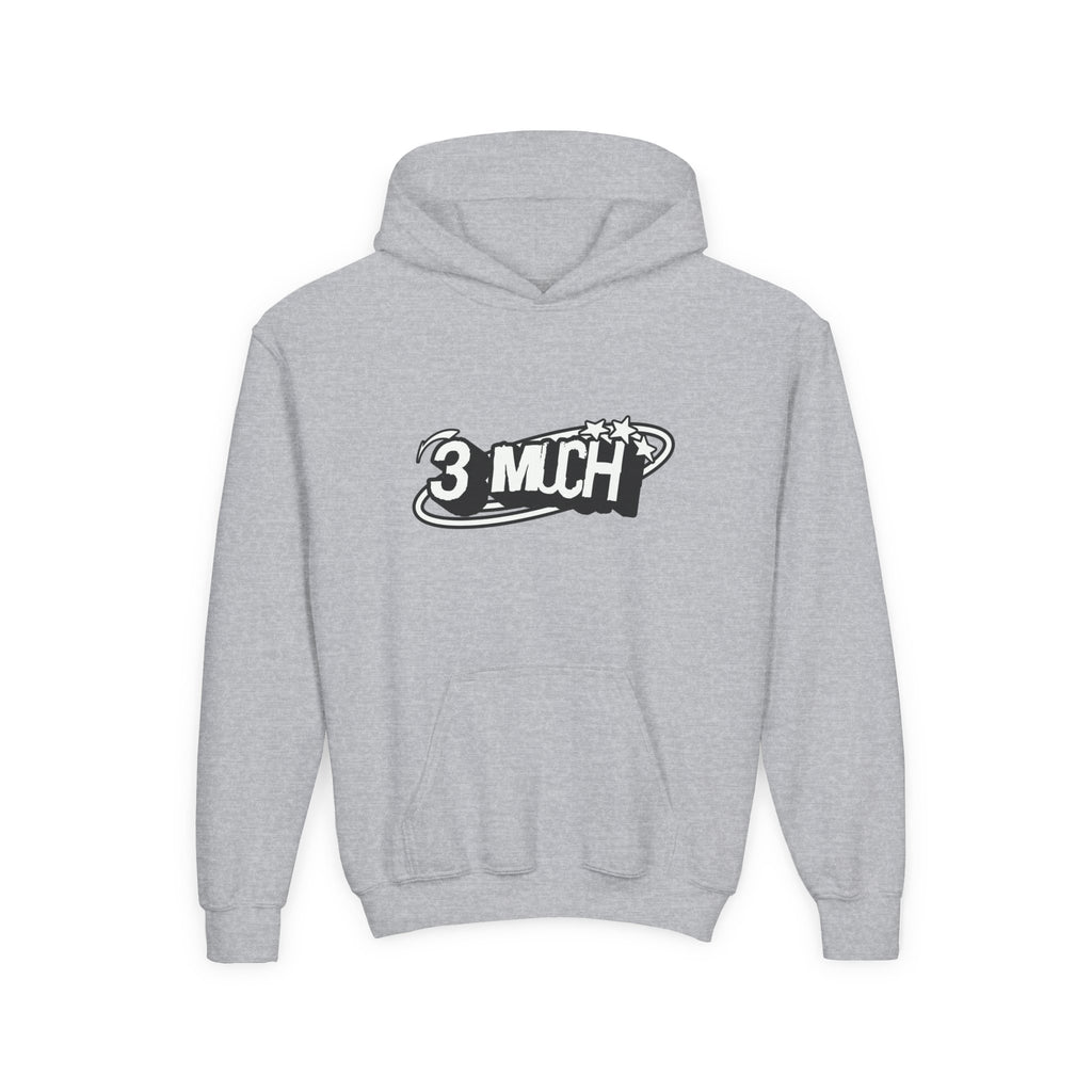 Youth Hoodie — Retro '3 MUCH'Style Graphic Pullover