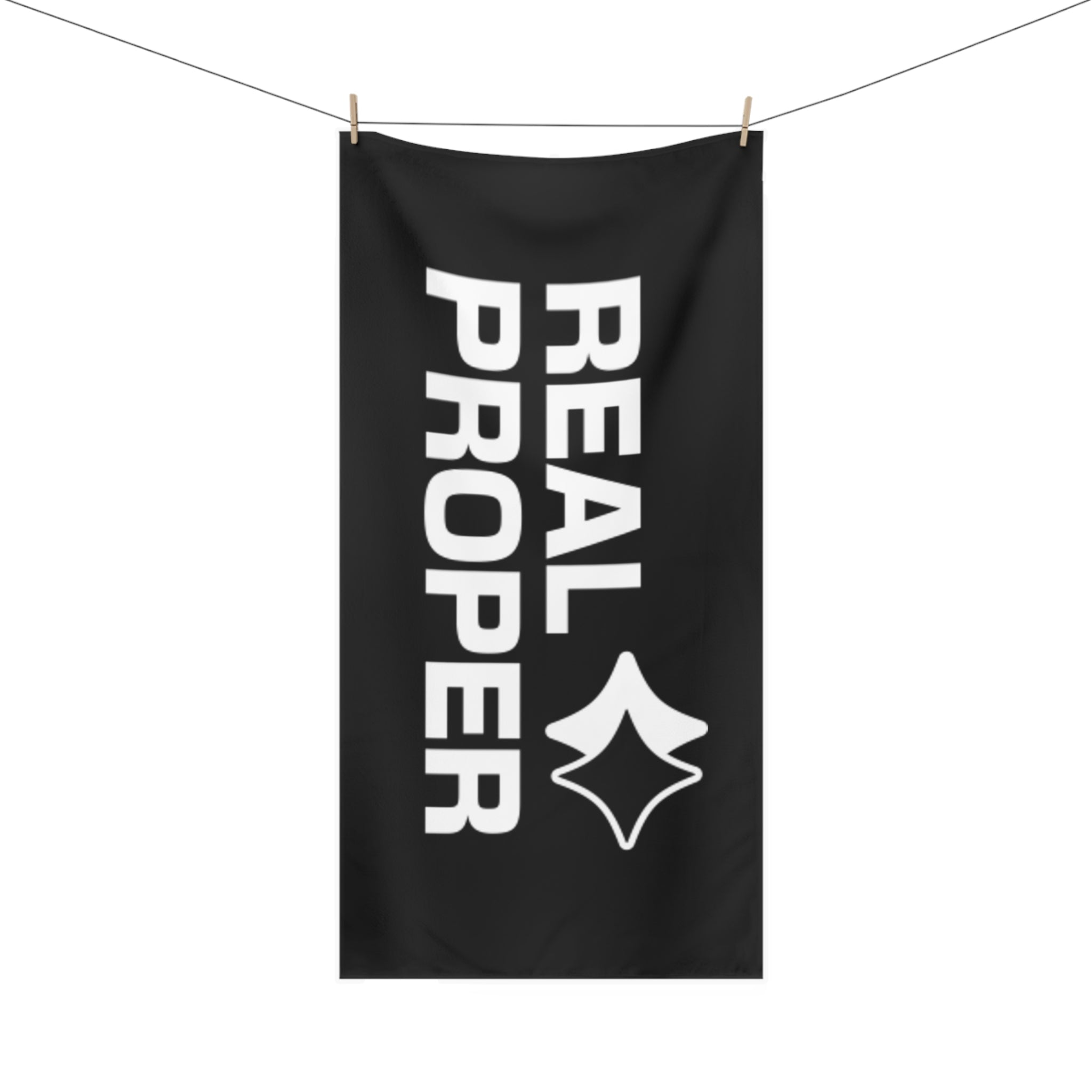 Real Proper Beach Towel — Black Graphic Cotton Bath & Beach Towel
