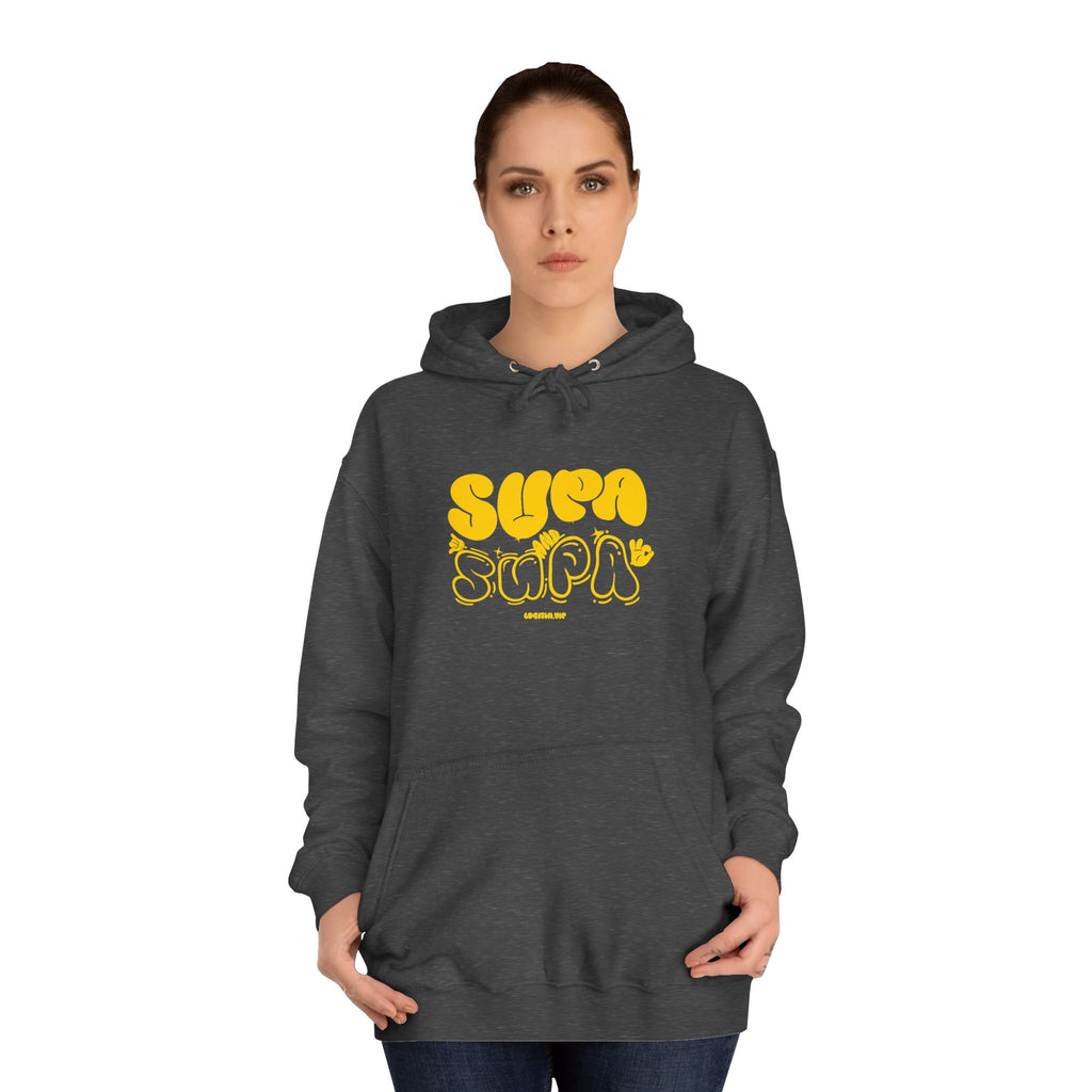 Cheerful Unisex Supa Supa Hoodie - Cozy Streetwear, Campus Style, Trendy Gift, Relaxed Fit, Perfect for Every day