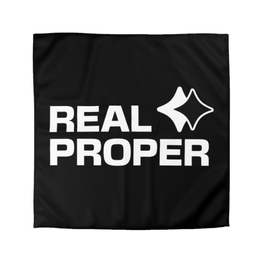 Duvet Cover — "REAL PROPER" Bold Text Black Microfiber Duvet