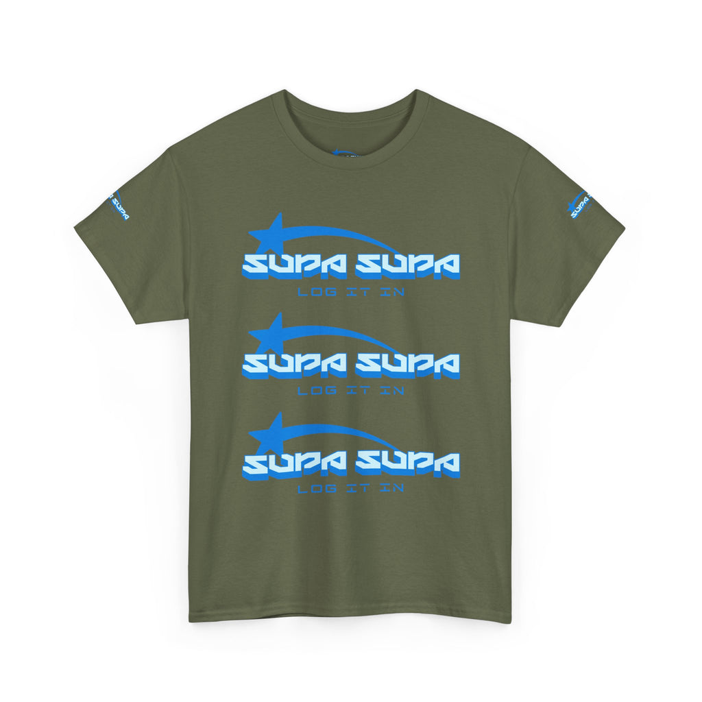 Supa Supa Retro Logo Tee — Blue Graphic Cotton T-Shirt