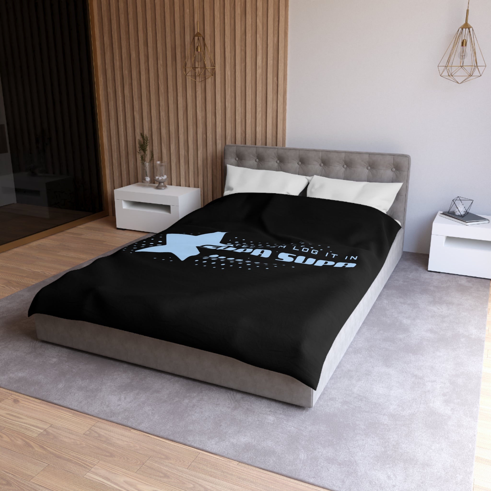 "Tell em log it in" Star Microfiber Duvet Cover — Retro Pop Graphic Bedding