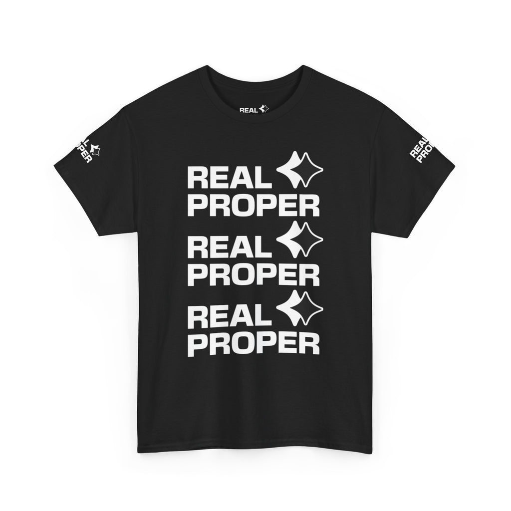 "Real Proper" Repeat Logo T‑Shirt