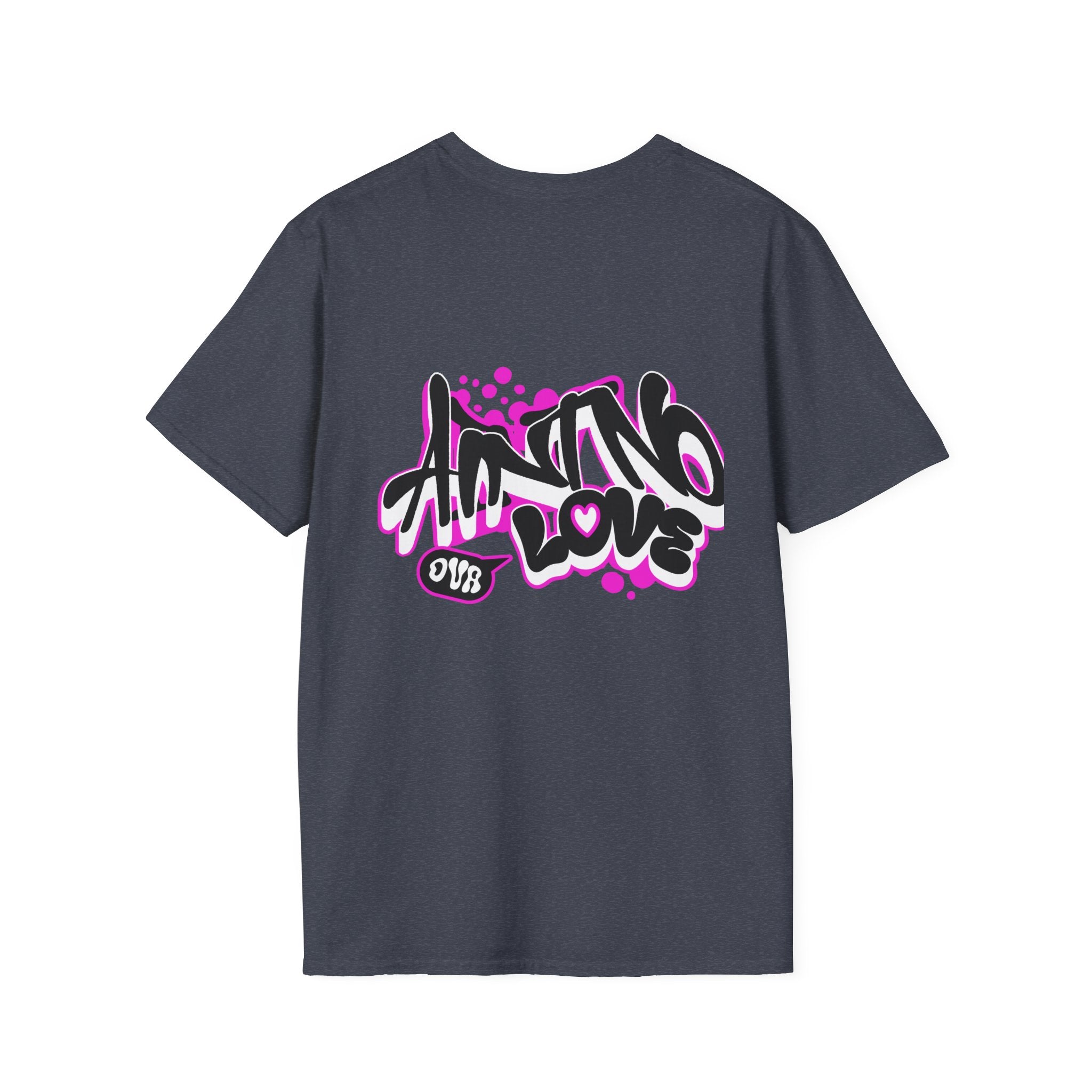 Graffiti 'NO LOVE' T-Shirt — Urban Street Art Tee with Pink Spray Paint Design