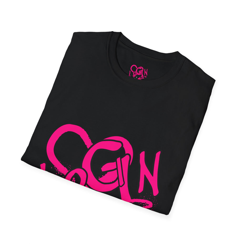 T-Shirt — Pink Graffiti 'Login' Streetwear Tee