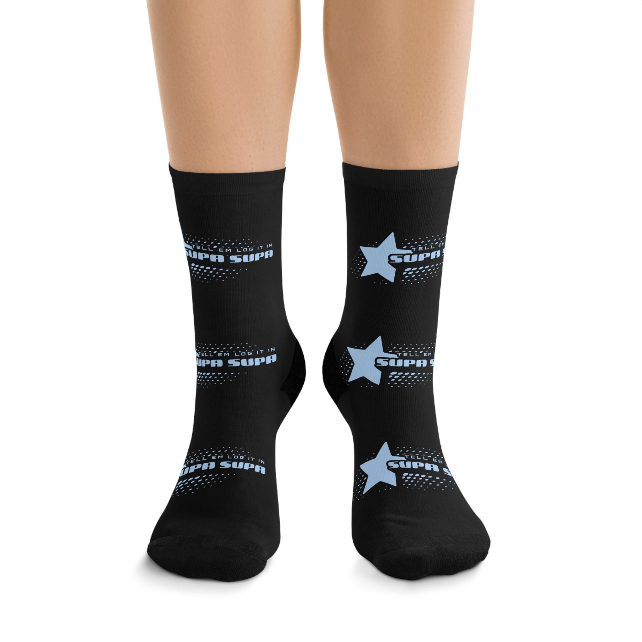 Recycled Socks — "Tell em log it in" Trail Pattern Eco Crew Socks