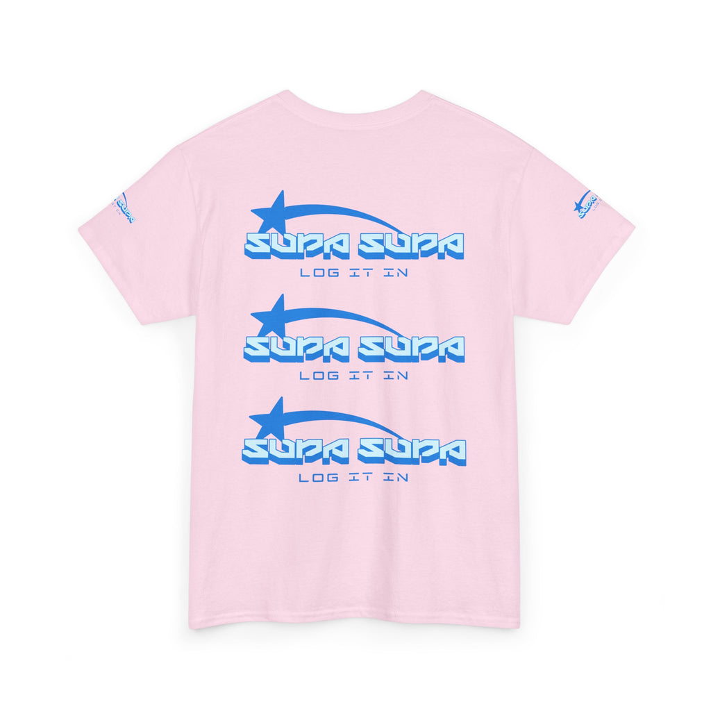 Supa Supa Retro Logo Tee — Blue Graphic Cotton T-Shirt