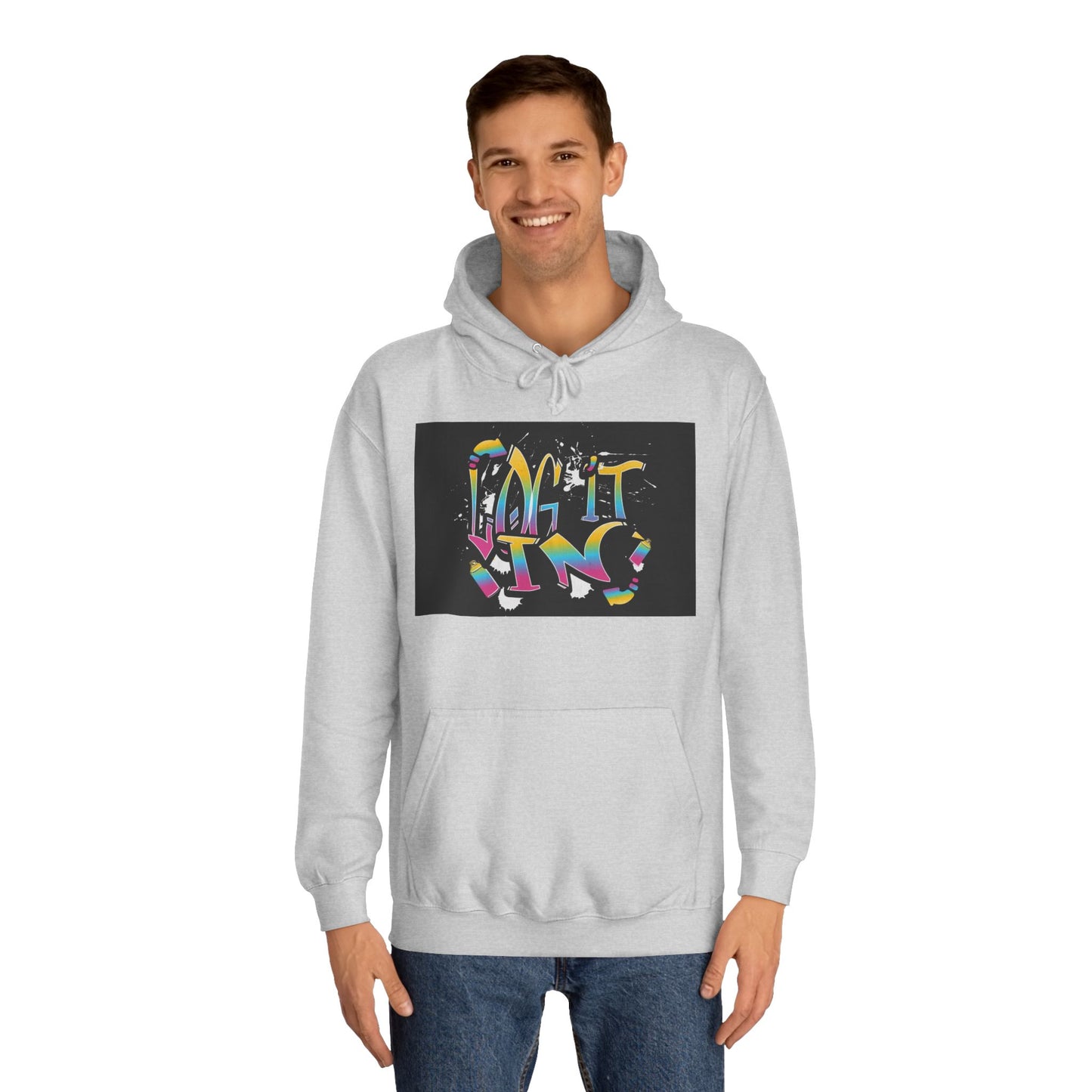 Colorful Unisex "log it in" Hoodie - Vibrant and Fun Sweatshirt for Anybody, Gift for Graduation, CozyWear, Artsy Hoodie