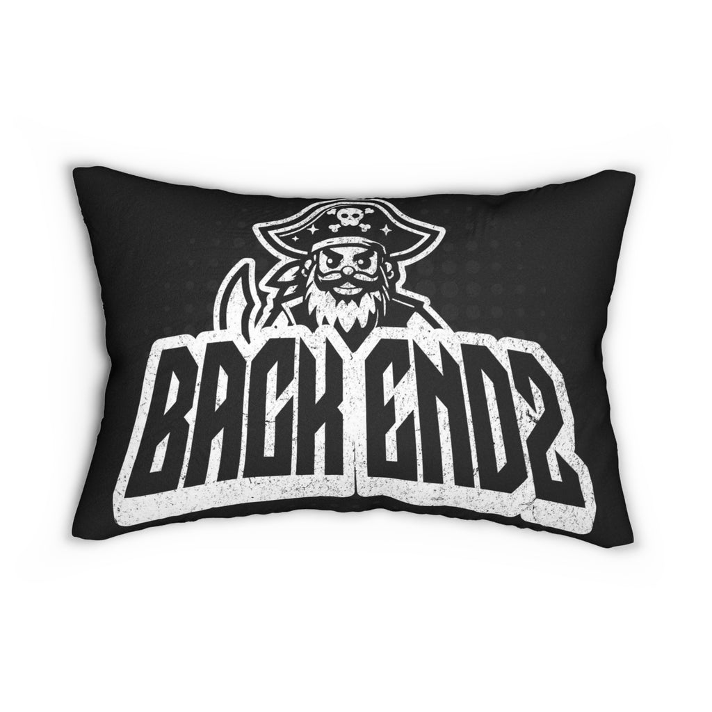 Pirate Logo Lumbar Pillow — "Back Endz" Black Decorative Cushion