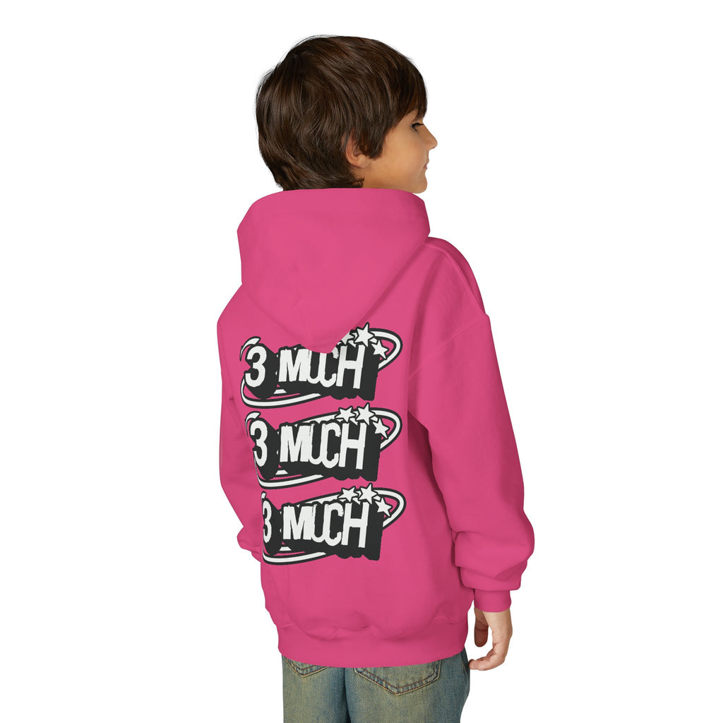 Youth Hoodie — Retro '3 MUCH'Style Graphic Pullover