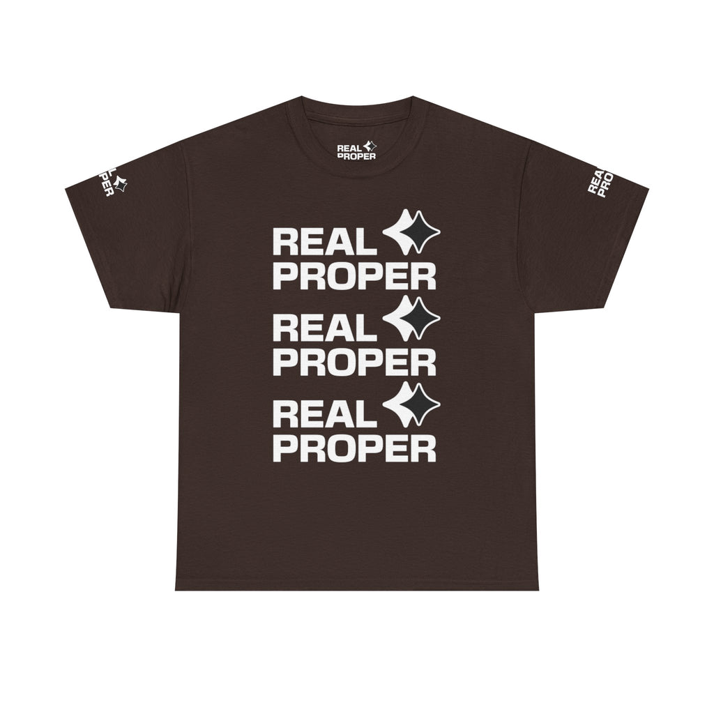 "Real Proper" Repeat Logo T‑Shirt