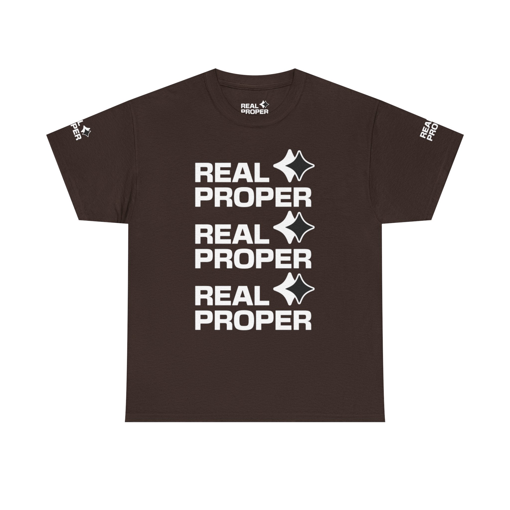 "Real Proper" Repeat Logo T‑Shirt