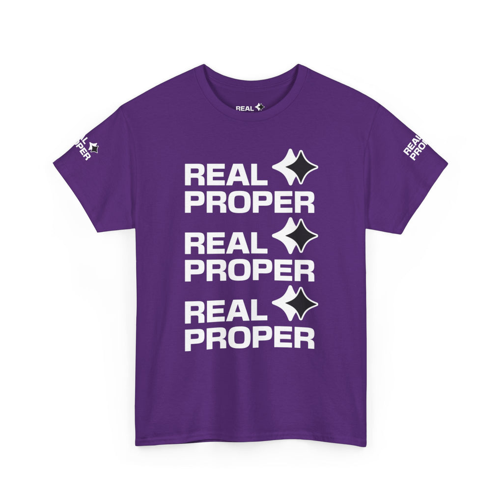 "Real Proper" Repeat Logo T‑Shirt