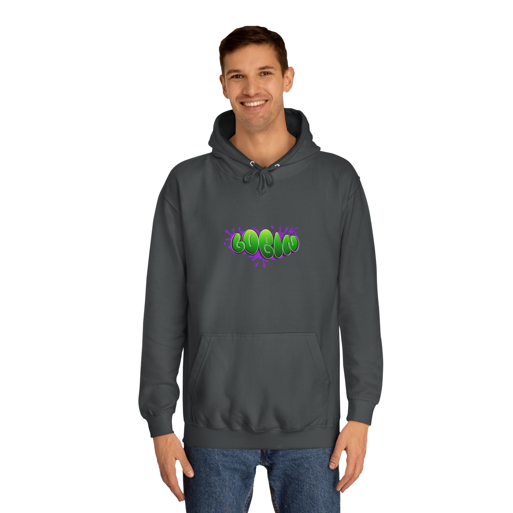 Hoodie with Green Graffiti "Login" Design - Streetwear Pullover