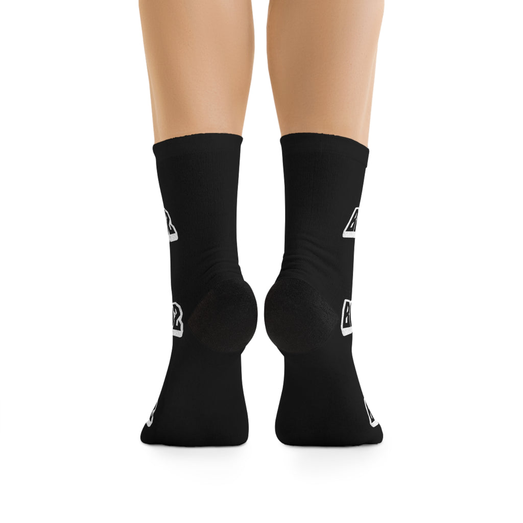 Back Endz Logo Poly Socks — Black Graphic Crew Socks
