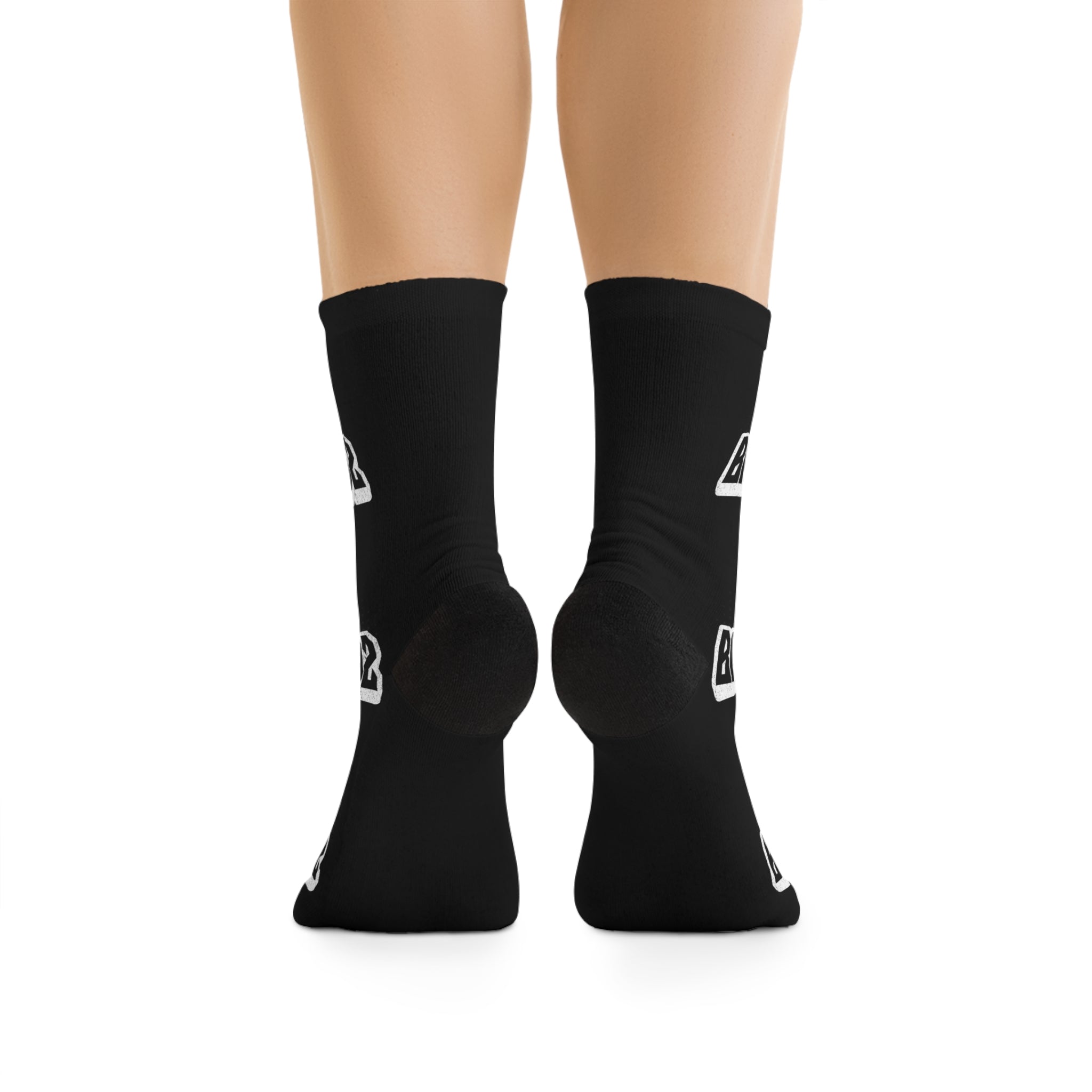 Back Endz Logo Poly Socks — Black Graphic Crew Socks