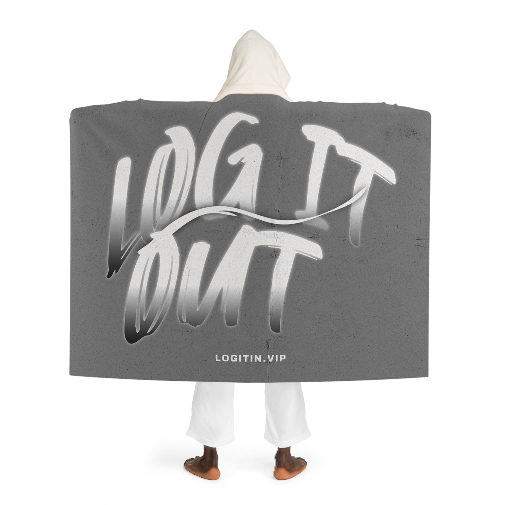 Sherpa Hooded "LOG IT OUT" Blanket