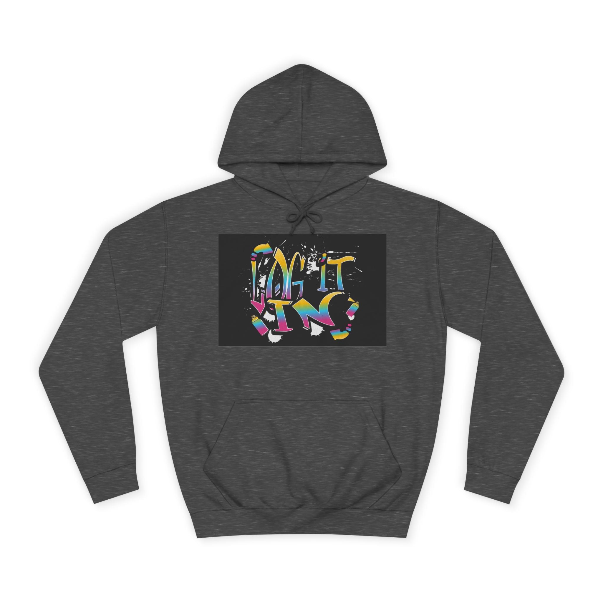 Colorful Unisex "log it in" Hoodie - Vibrant and Fun Sweatshirt for Anybody, Gift for Graduation, CozyWear, Artsy Hoodie