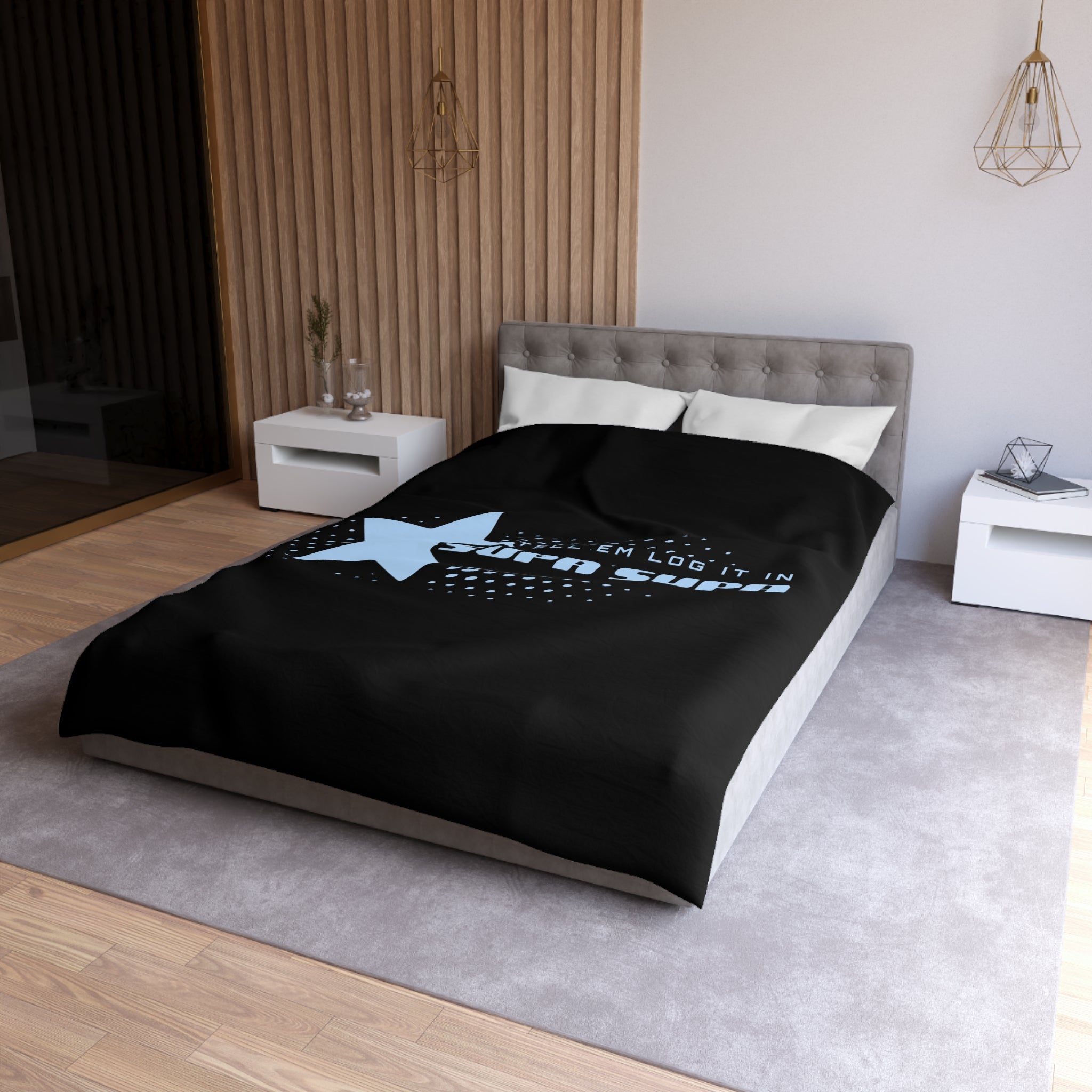 "Tell em log it in" Star Microfiber Duvet Cover — Retro Pop Graphic Bedding