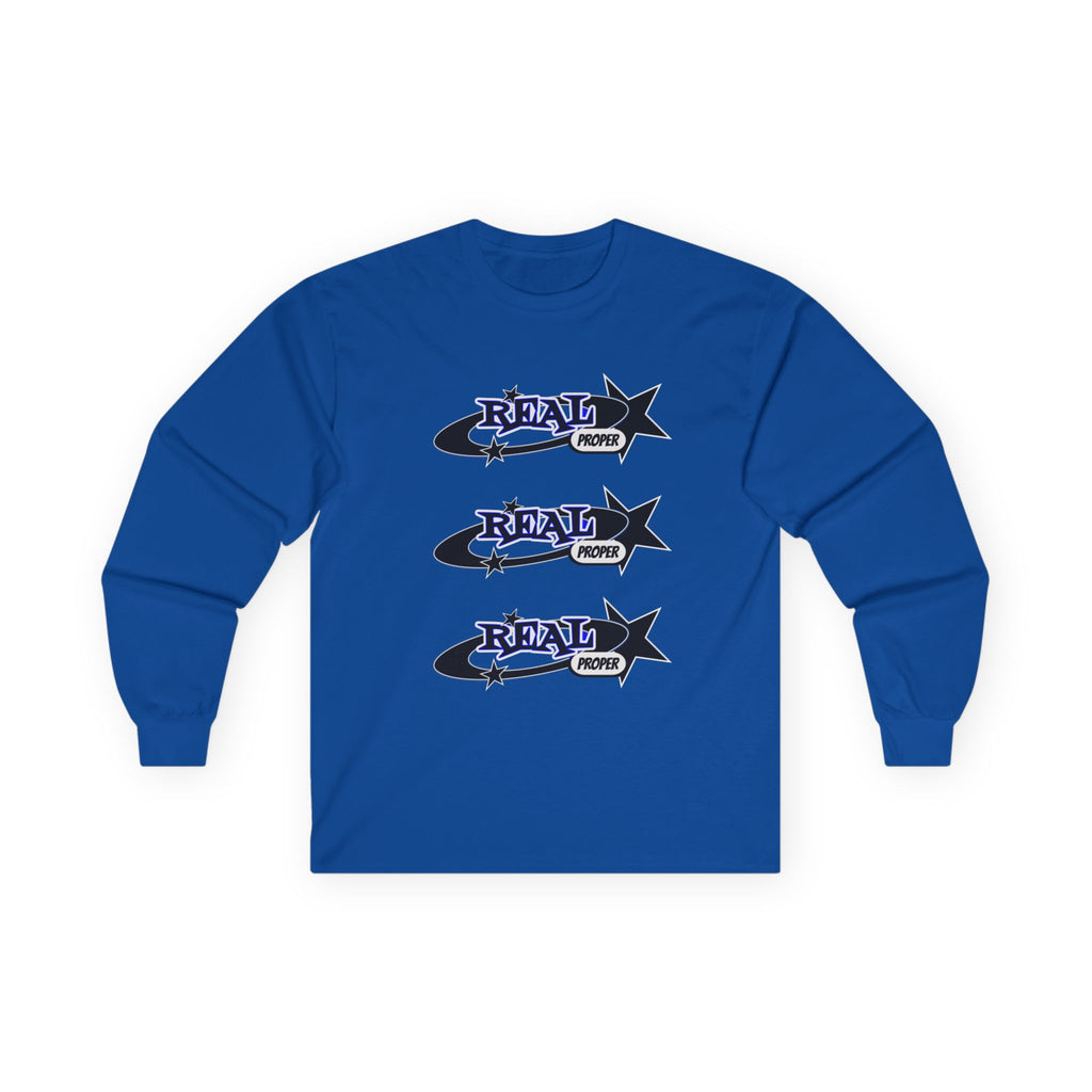 "Real Proper" Graphic Long Sleeve Tee — Retro Star Logo