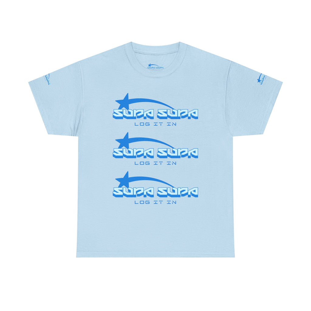 Supa Supa Retro Logo Tee — Blue Graphic Cotton T-Shirt