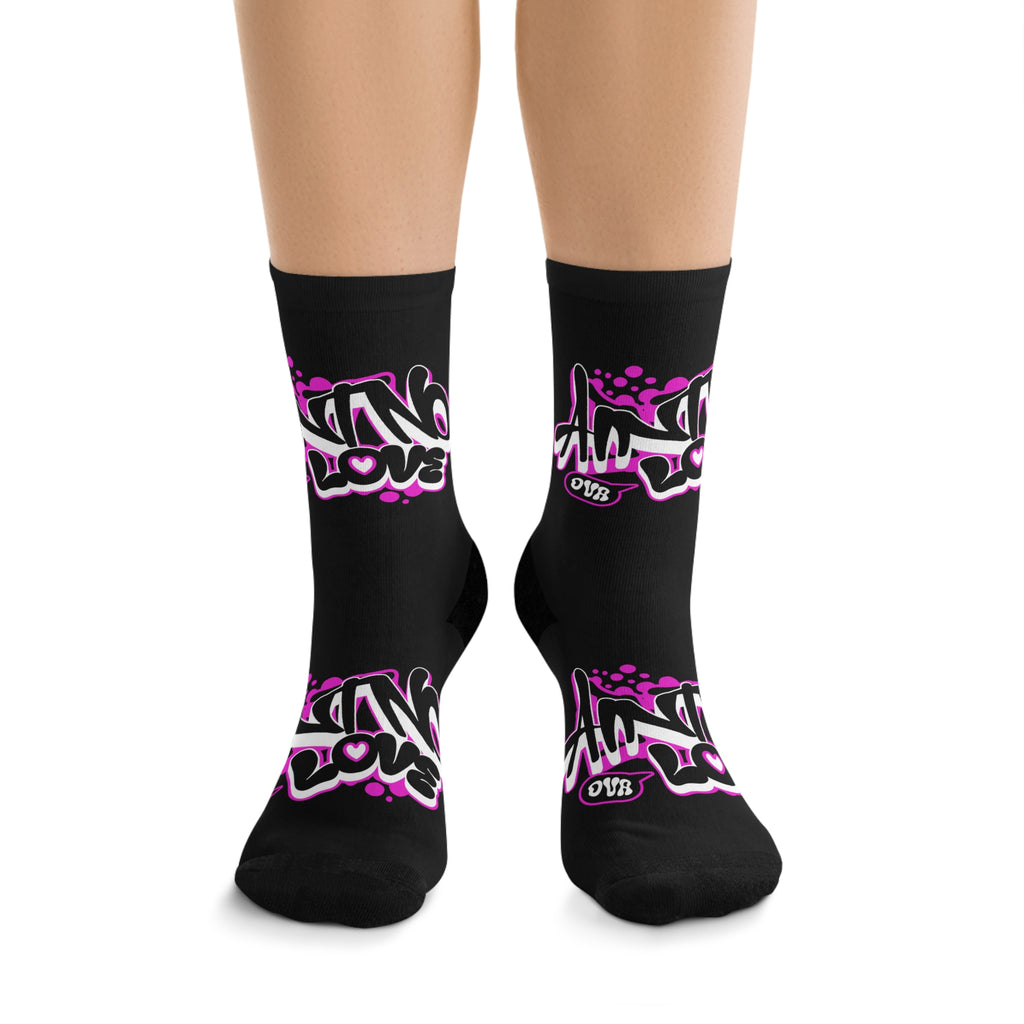 Graffiti "NO LOVE" Crew Socks —  Poly Streetwear Socks