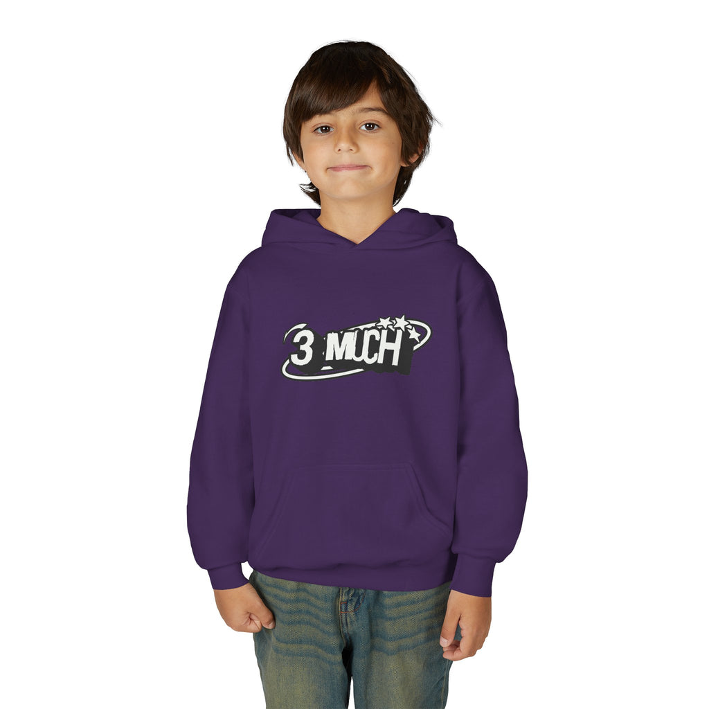 Youth Hoodie — Retro '3 MUCH'Style Graphic Pullover