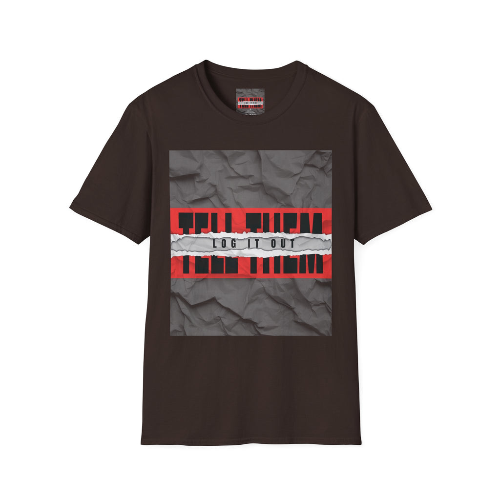 T-Shirt — LOG IT OUT Red Tape Graphic Tee ("LOG IT OUT")