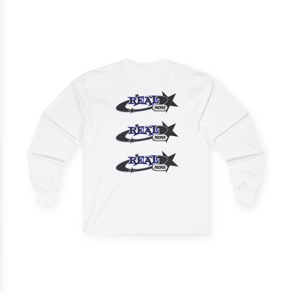 "Real Proper" Graphic Long Sleeve Tee — Retro Star Logo