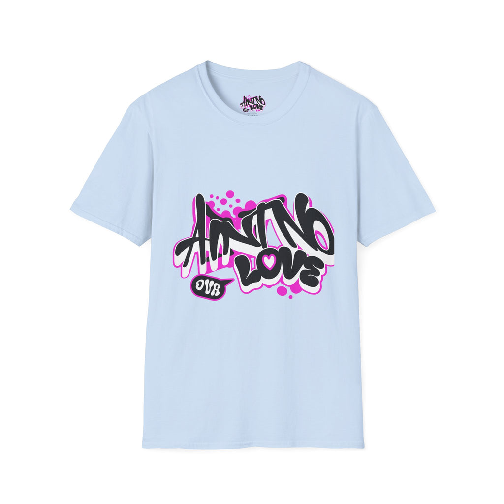 Graffiti 'NO LOVE' T-Shirt — Urban Street Art Tee with Pink Spray Paint Design