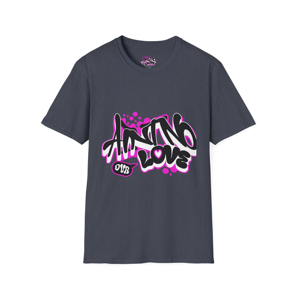 Graffiti 'NO LOVE' T-Shirt — Urban Street Art Tee with Pink Spray Paint Design