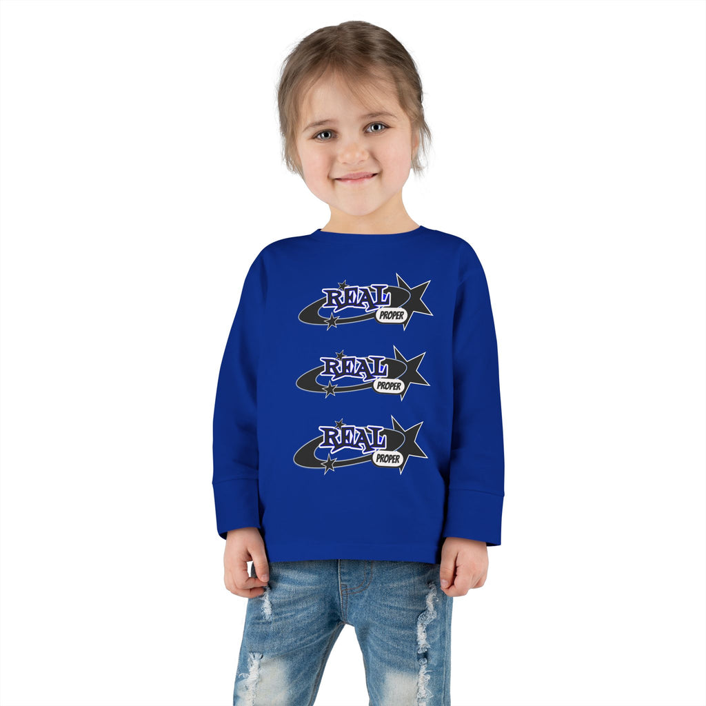 Toddler Long Sleeve Tee — 'Real Proper' Star Graphic Kids Shirt