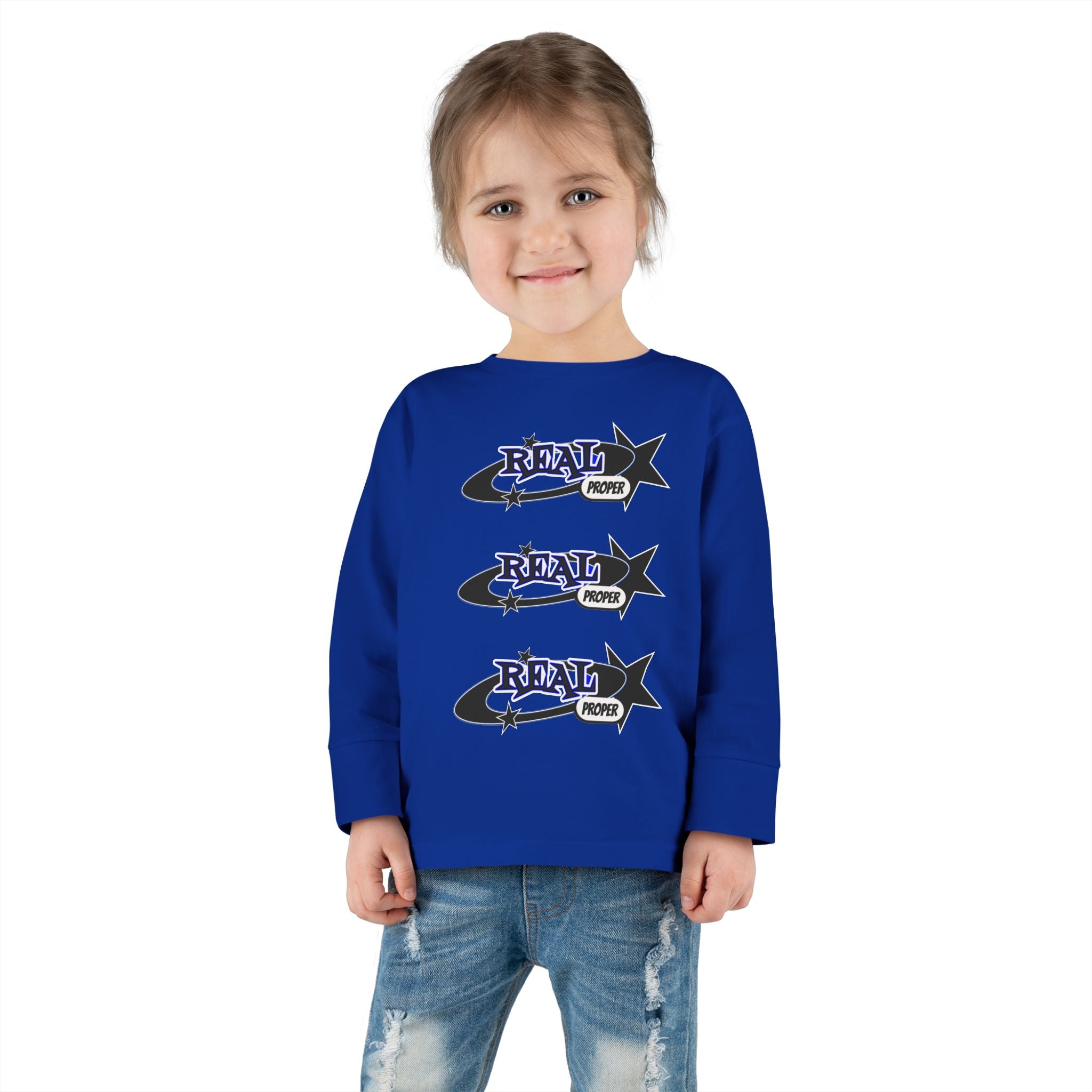 Toddler Long Sleeve Tee — 'Real Proper' Star Graphic Kids Shirt