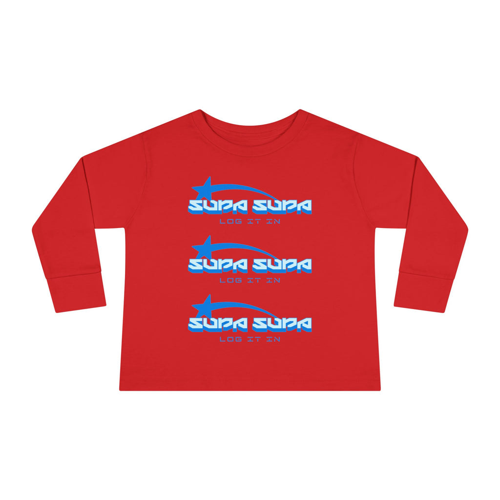 Toddler Long Sleeve Tee — Blue Shooting Star "Super Star" Graphic