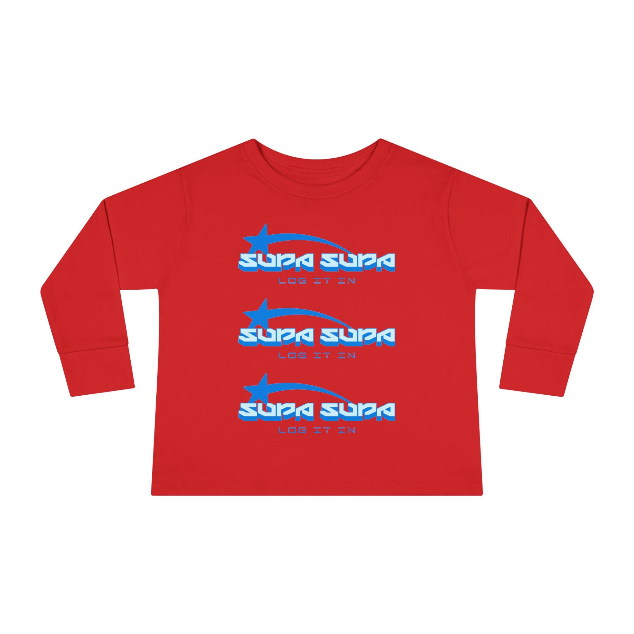 Toddler Long Sleeve Tee — Blue Shooting Star "Super Star" Graphic