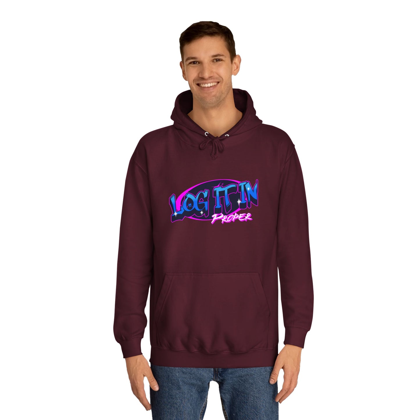 Vibrant Hoodie - Log It In, Unisex Pullover, Cozy Sweatshirt, College Apparel, Gift for Students, Trendy Fashion
