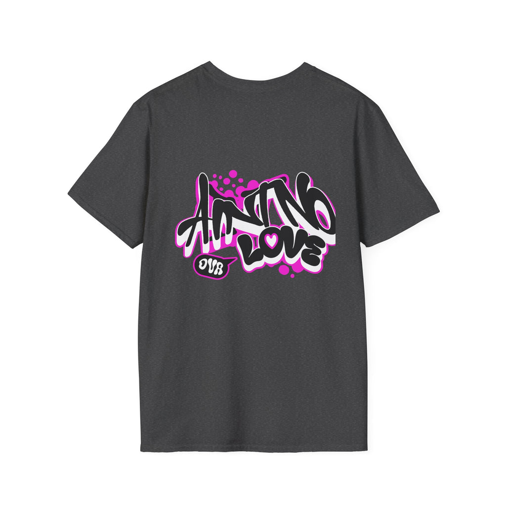Graffiti 'NO LOVE' T-Shirt — Urban Street Art Tee with Pink Spray Paint Design