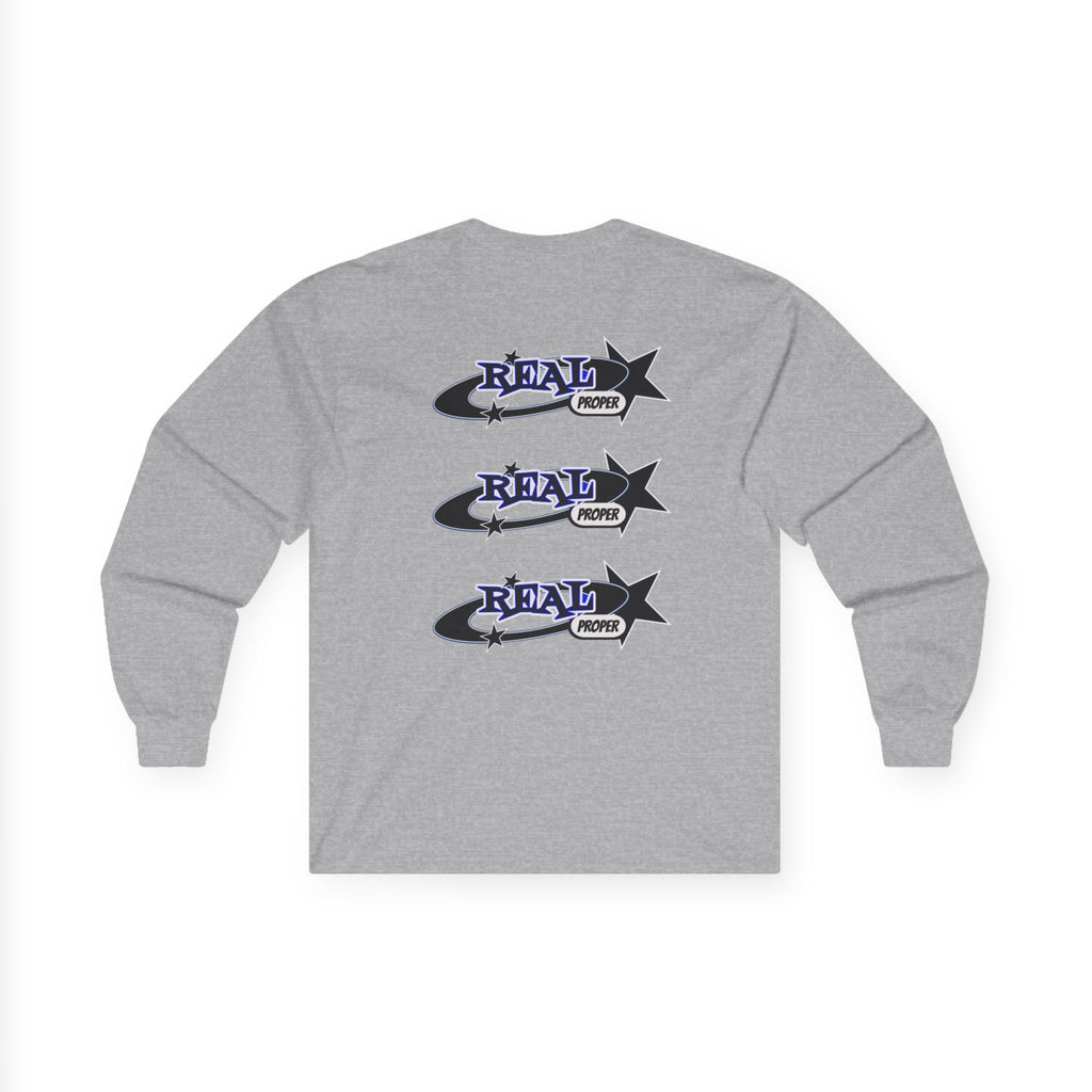 "Real Proper" Graphic Long Sleeve Tee — Retro Star Logo
