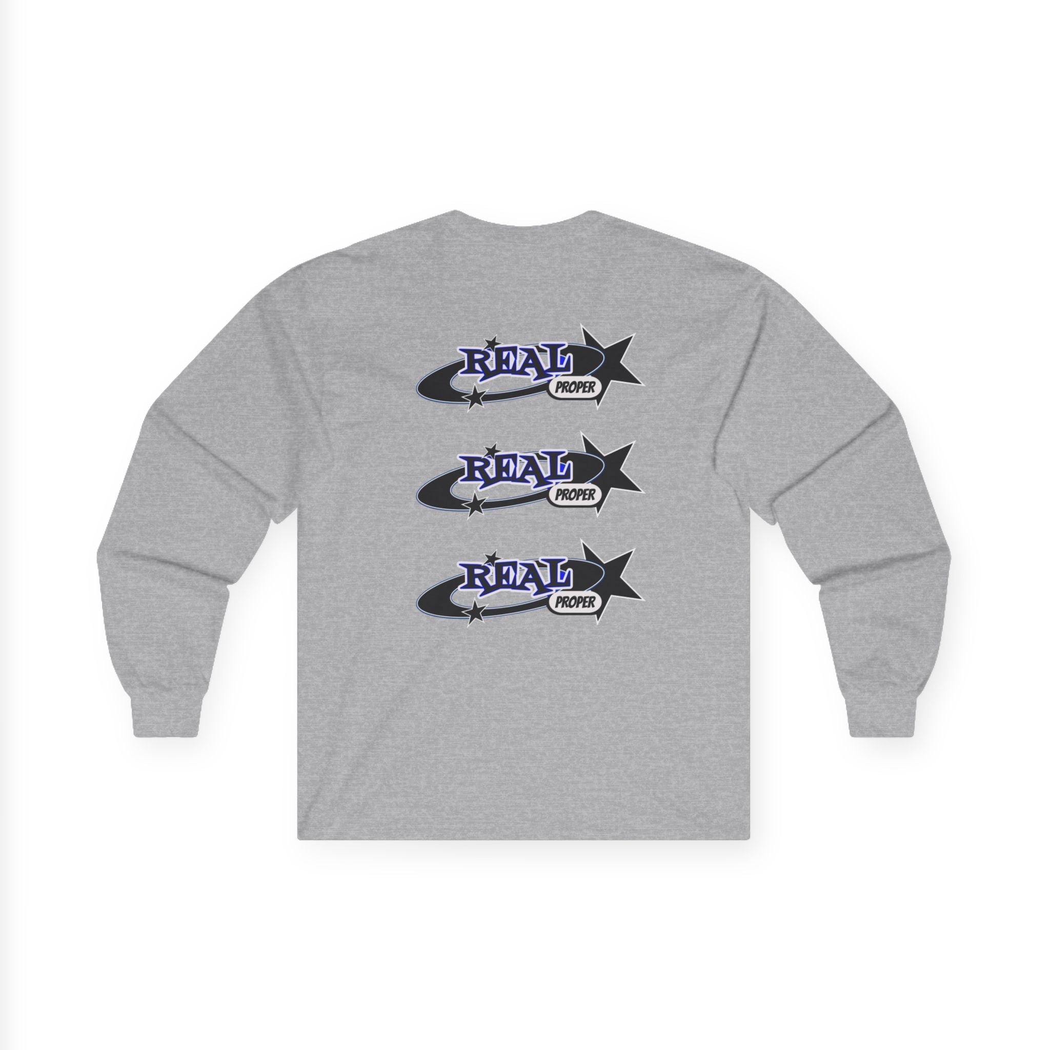 "Real Proper" Graphic Long Sleeve Tee — Retro Star Logo