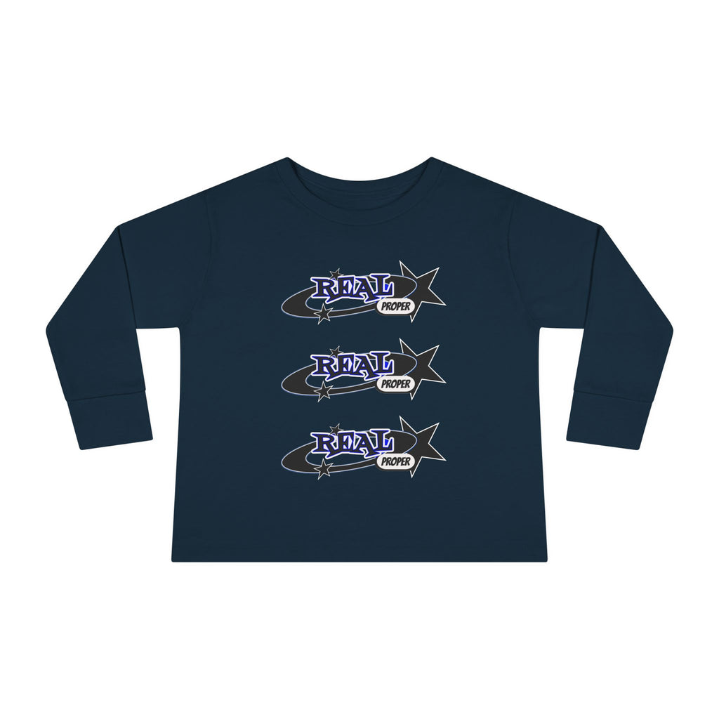 Toddler Long Sleeve Tee — 'Real Proper' Star Graphic Kids Shirt