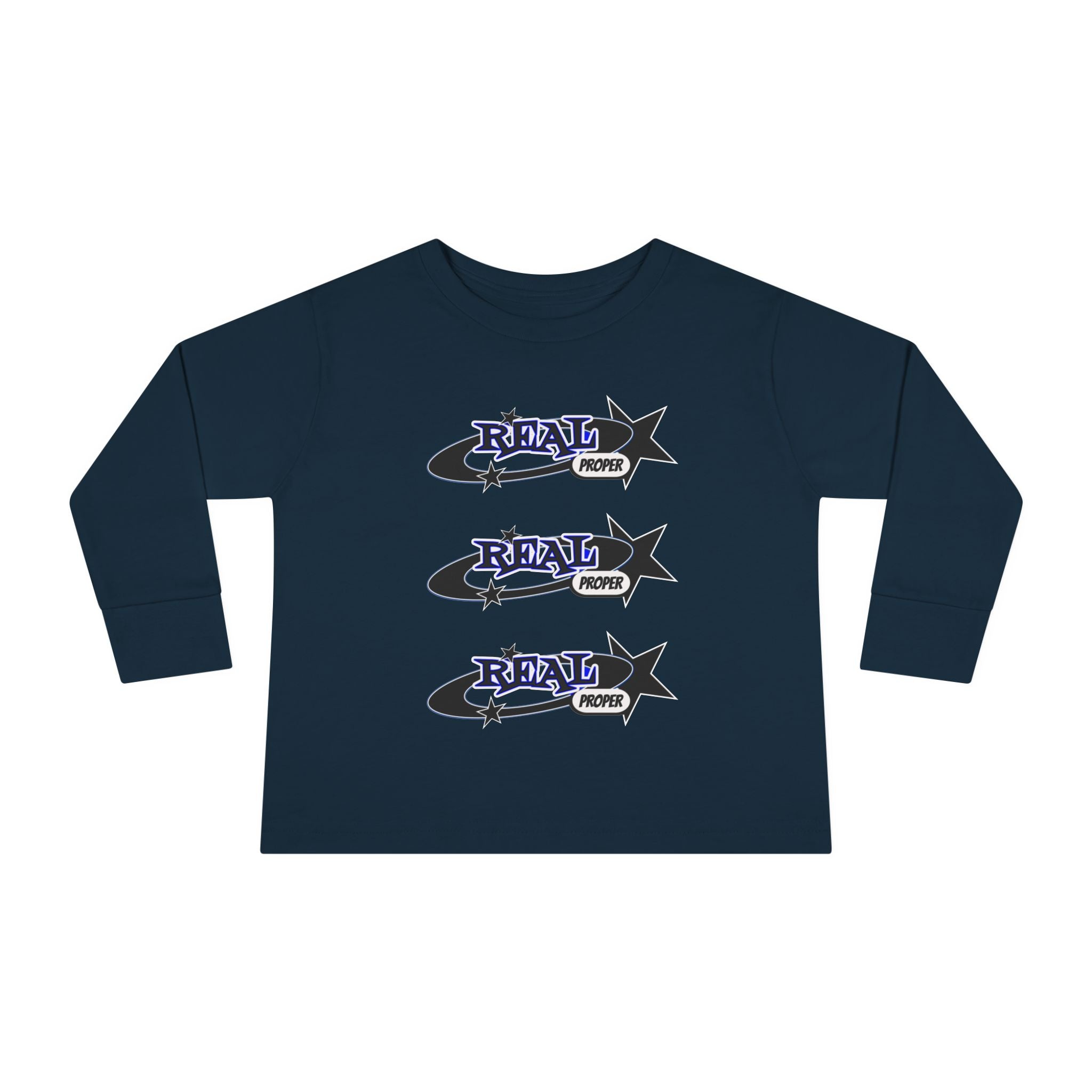 Toddler Long Sleeve Tee — 'Real Proper' Star Graphic Kids Shirt