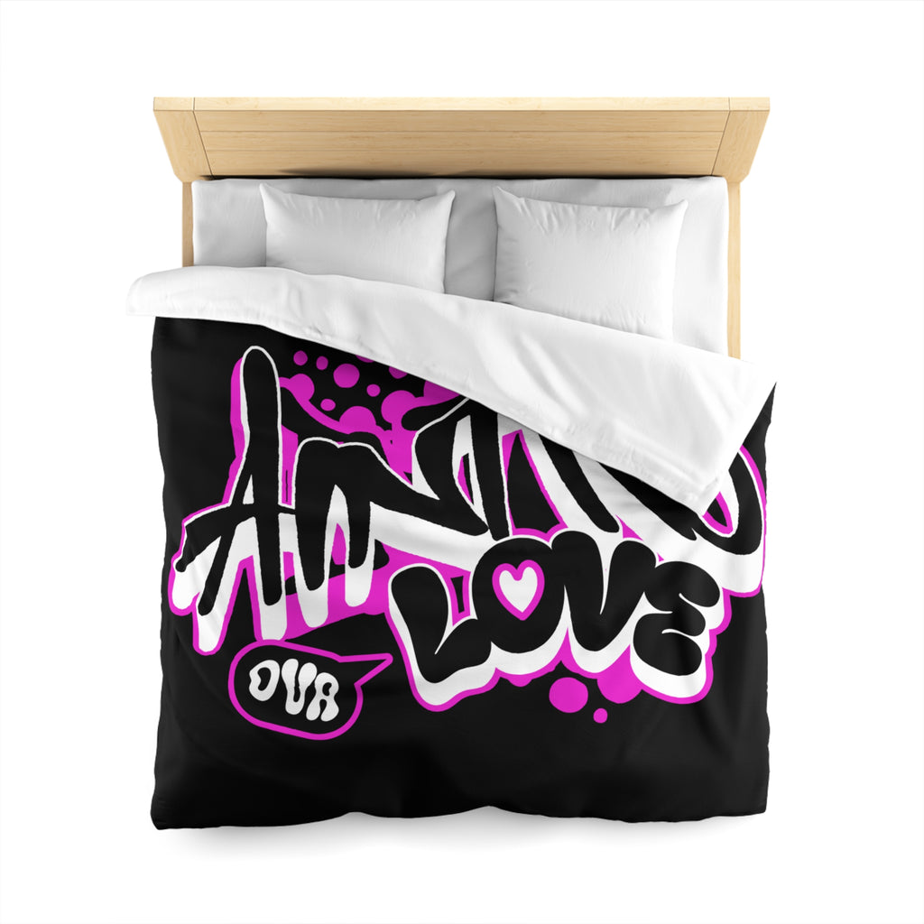 Duvet Cover — Pink Graffiti "No Love" Street Art Microfiber Bedding