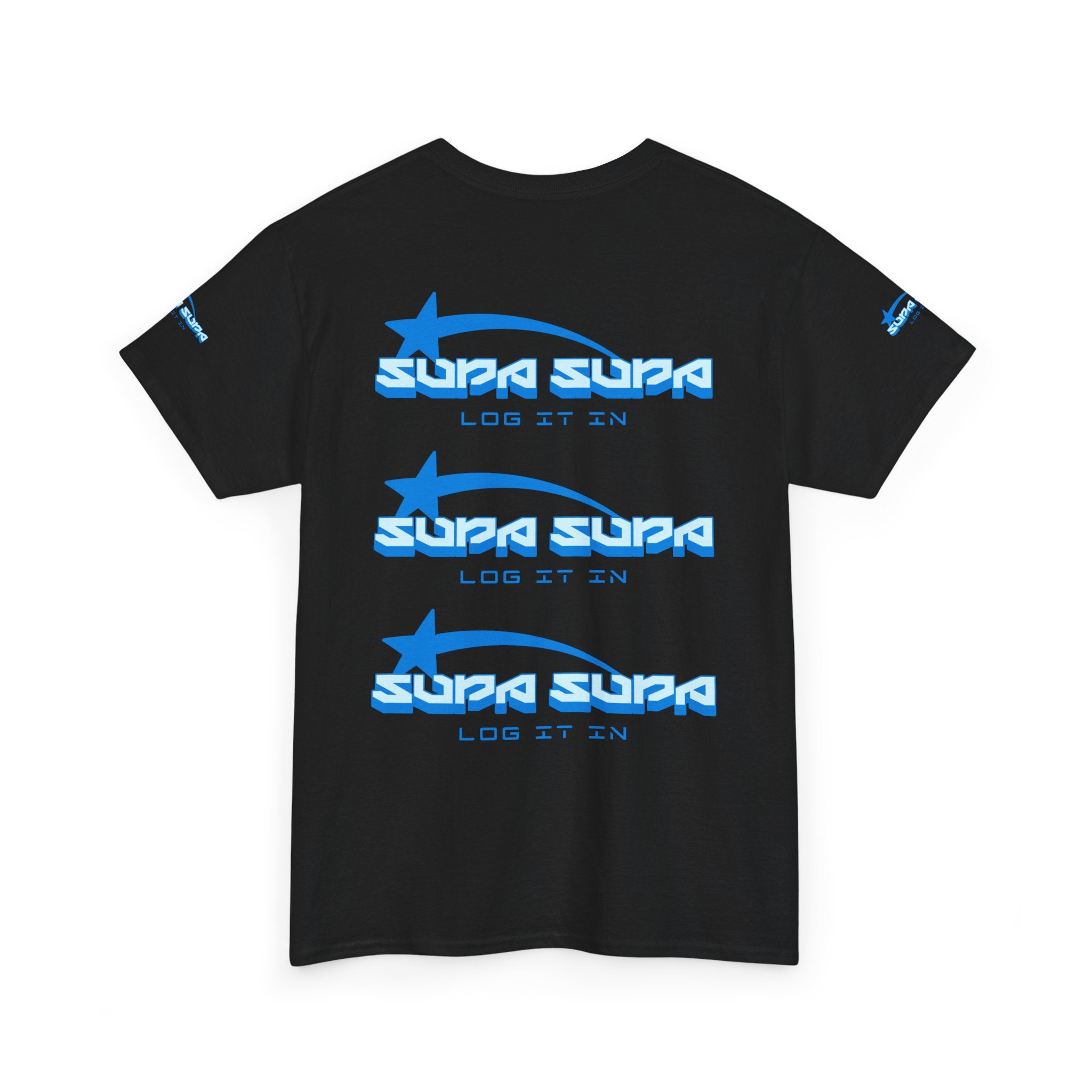 Supa Supa Retro Logo Tee — Blue Graphic Cotton T-Shirt