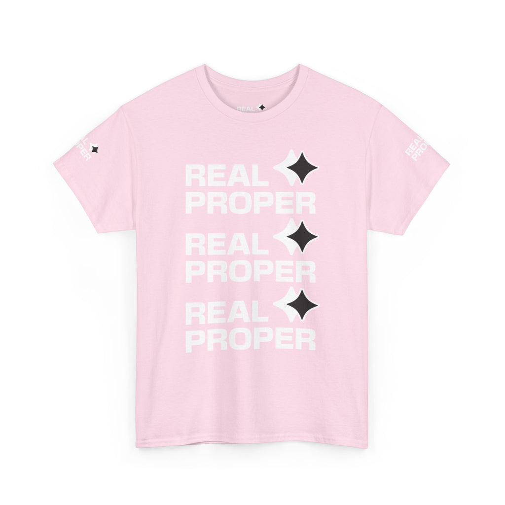 "Real Proper" Repeat Logo T‑Shirt